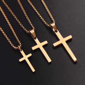 Men's Gold Cross Necklace Different Sizes available, pick from Small, Medium and Large Cross Pendants / Gold Cross for Men / Gift for men image 5