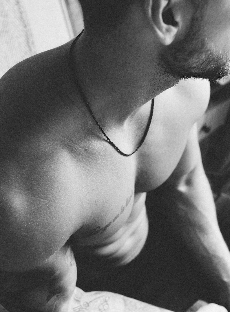 Black Rope chain necklace minimalist black necklace rope chain necklace for men men's jewelry black jewelry black rope necklace image 4