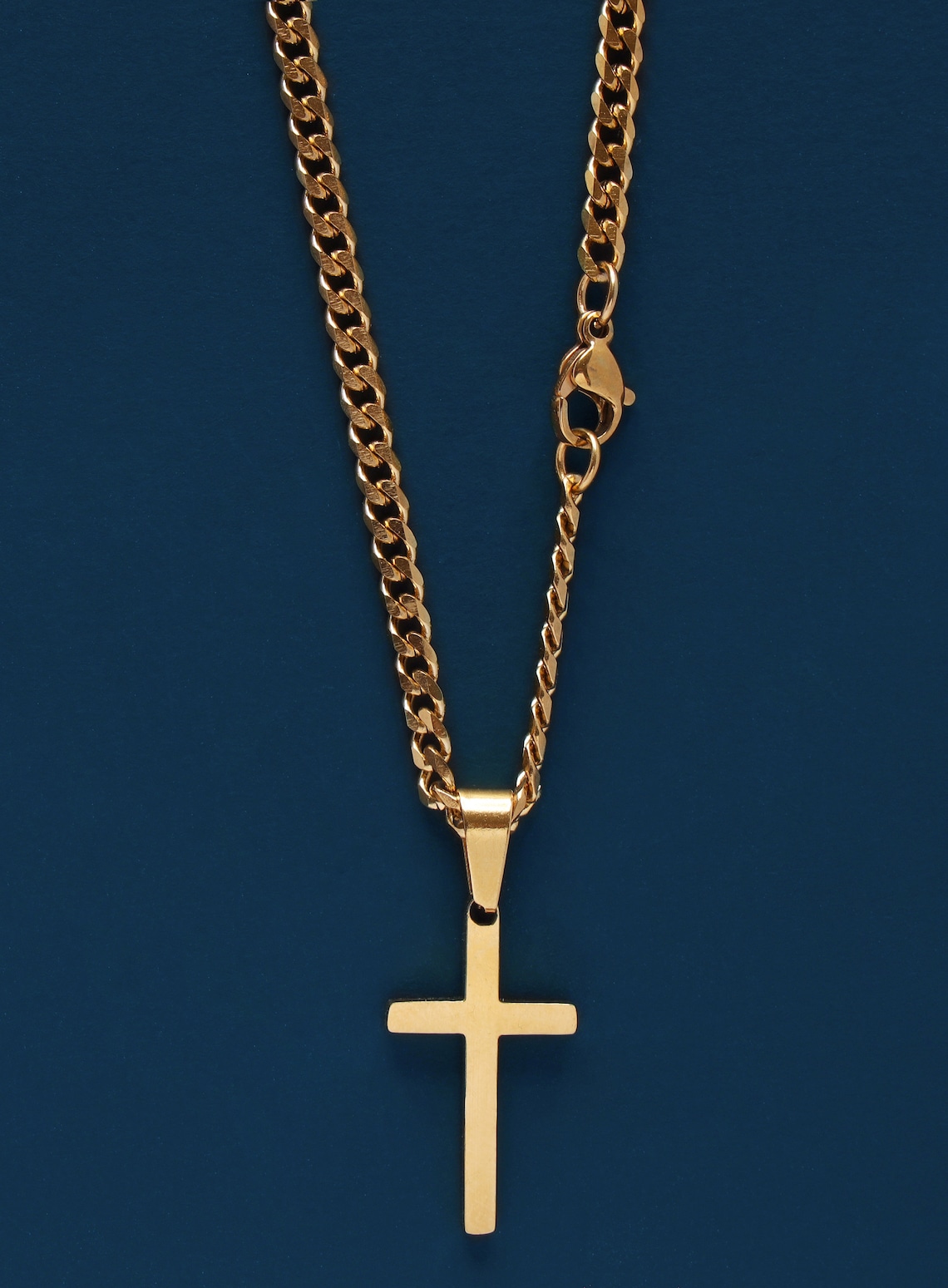 Gold Cross Necklace for Men 14K Gold Plated 316L Stainless Etsy