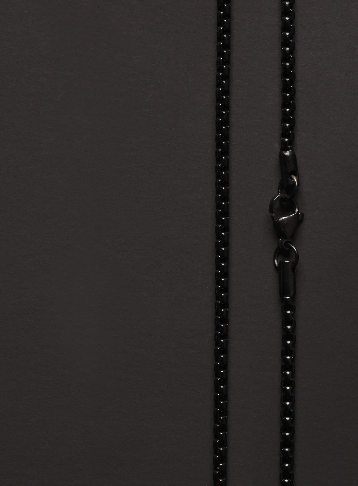 Black stainless steel chain necklace for men Black rhodium | Etsy