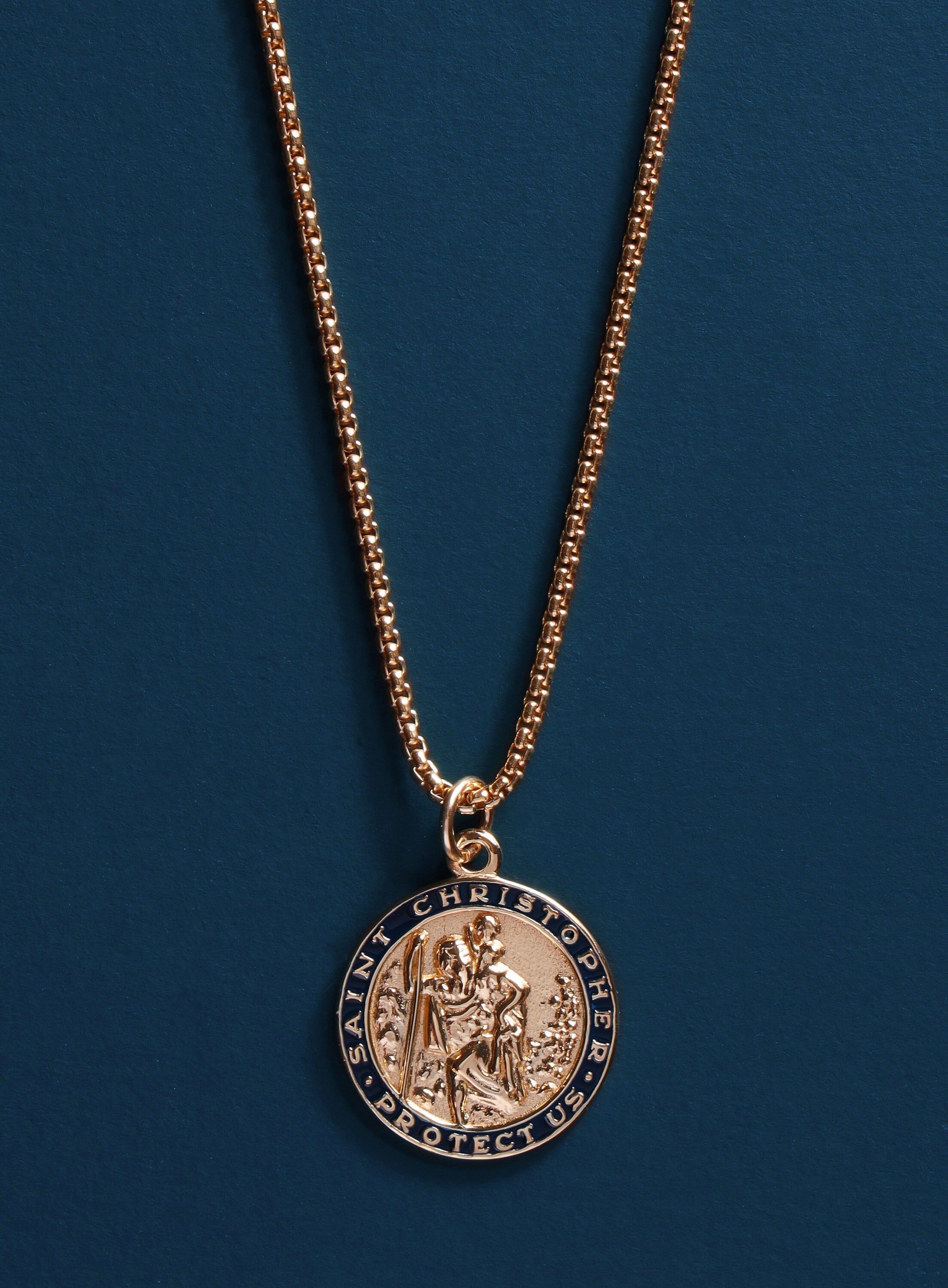 St. Christopher Gold Coin Necklace, Rope Chain, Saint Medallion Pendan –  MeltemiCollection