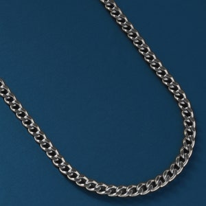 Waterproof Men's Chain Necklace / Cuban Chain / 4mm 316L Stainless Steel / Men's Silver Chains / Jewelry gifts for Men / for husband image 5