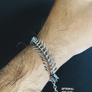 Waterproof Men's Bracelet Spine shaped stainless steel bracelet for men and women Mens Jewelry Adjustable Spine chain bracelet image 9