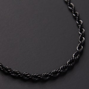Black Rope chain necklace minimalist black necklace rope chain necklace for men men's jewelry black jewelry black rope necklace image 5