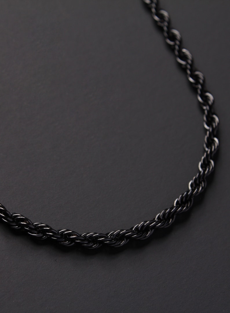 Black Rope chain necklace minimalist black necklace rope chain necklace for men men's jewelry black jewelry black rope necklace image 5