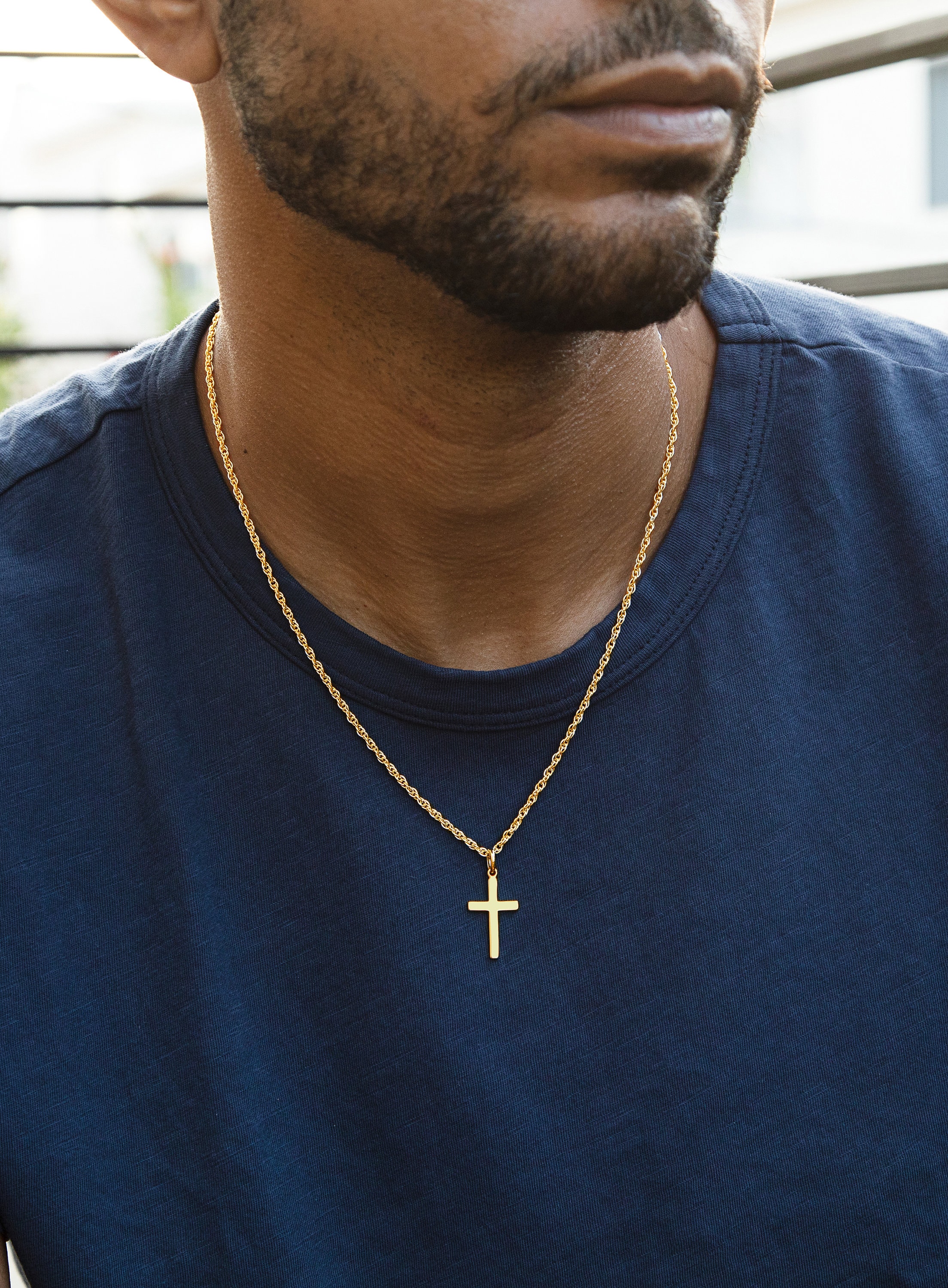 Gold Cross Necklace for Men 14K Gold Plated 316L Stainless -  UK