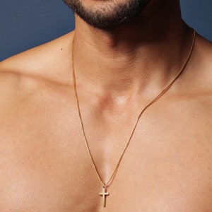 Cross Necklace for men Men's gold cross necklace Men's Jewelry Gold cross pendant necklace for men gold chain necklace stainless. image 3