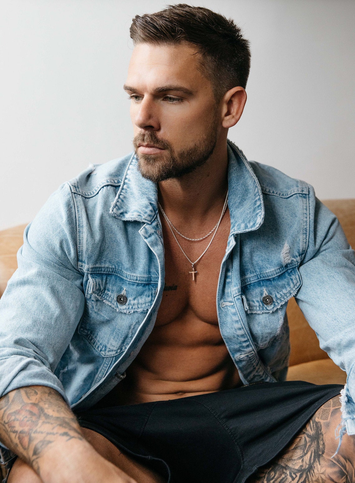 Men's Necklace Set Sterling Silver Cross Pendant on Etsy