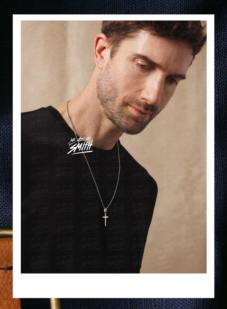 Waterproof Mens Necklace / Man Cross Necklace / Cross Pendant for men / Silver cross / Catholic cross necklace / Gifts for Men, husband, dad zdjęcie 1