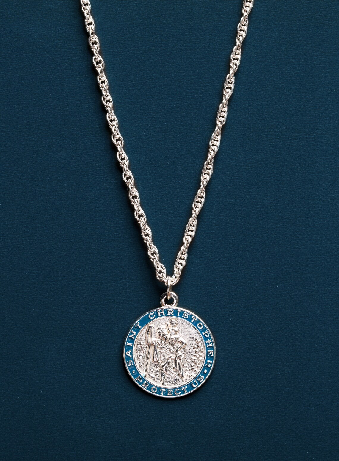 Sterling Silver Saint Christopher Medal Necklace for Men ST Etsy