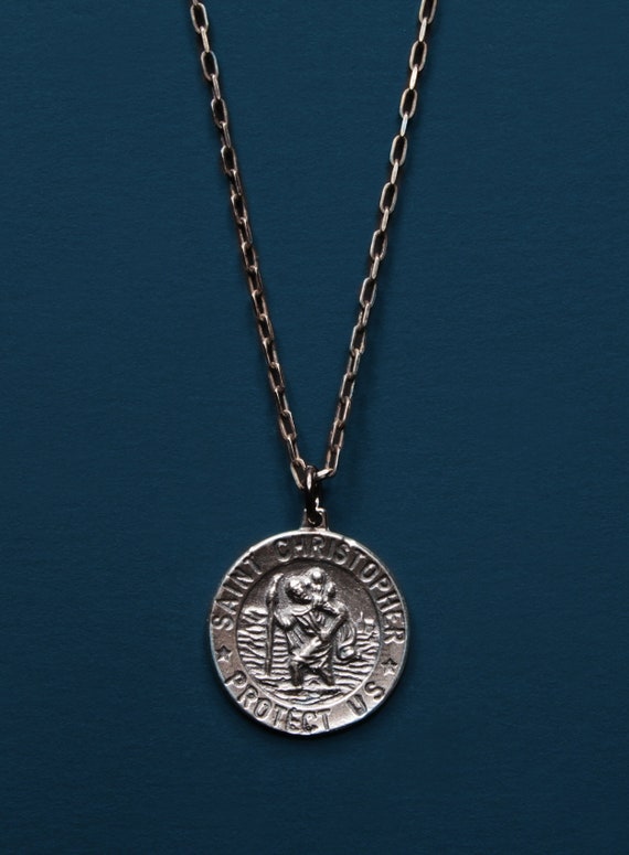 Silver St. Christopher Medal Necklace 