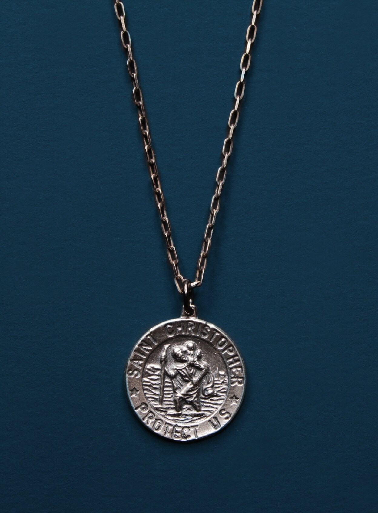 Silver St. Christopher Medal Necklace 
