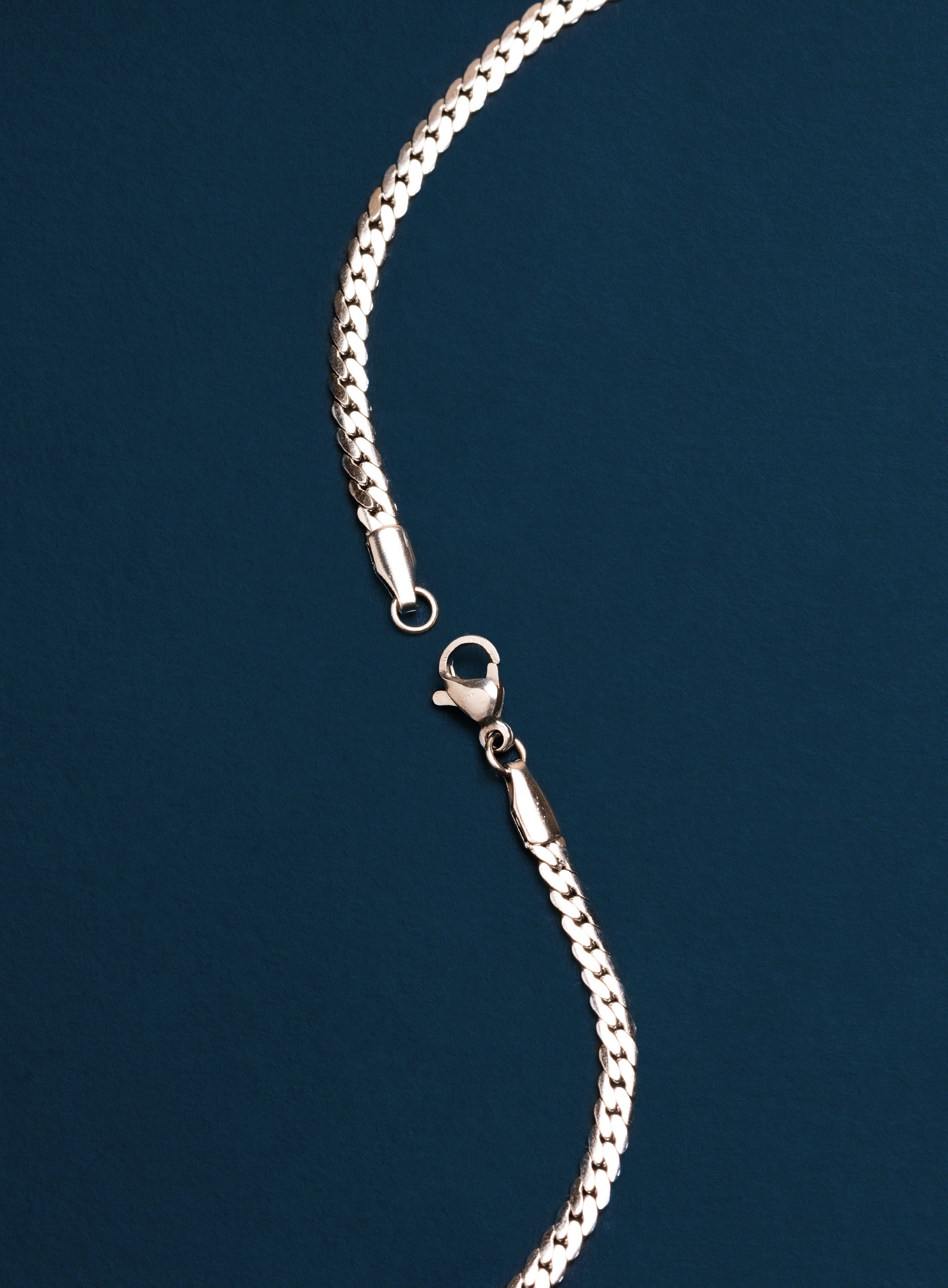 Waterproof 3mm Flat Curb Silver Stainless Steel Chain Necklace — WE ARE ALL  SMITH