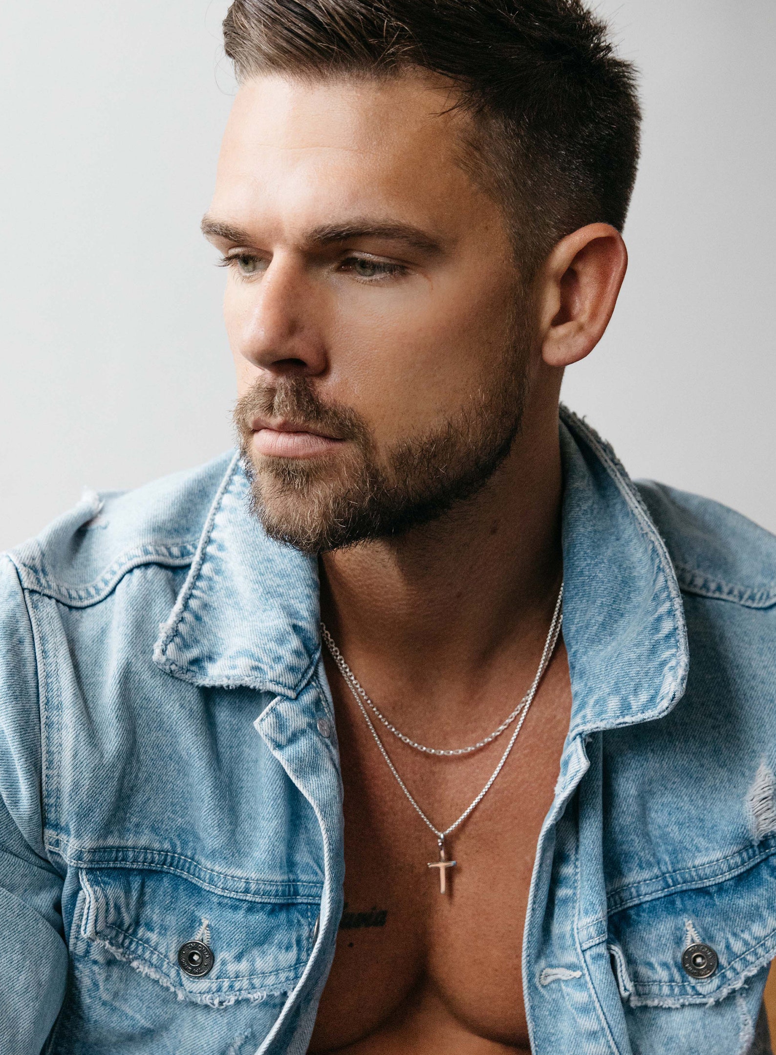 Men's Necklace Set Sterling Silver Cross Pendant on Etsy