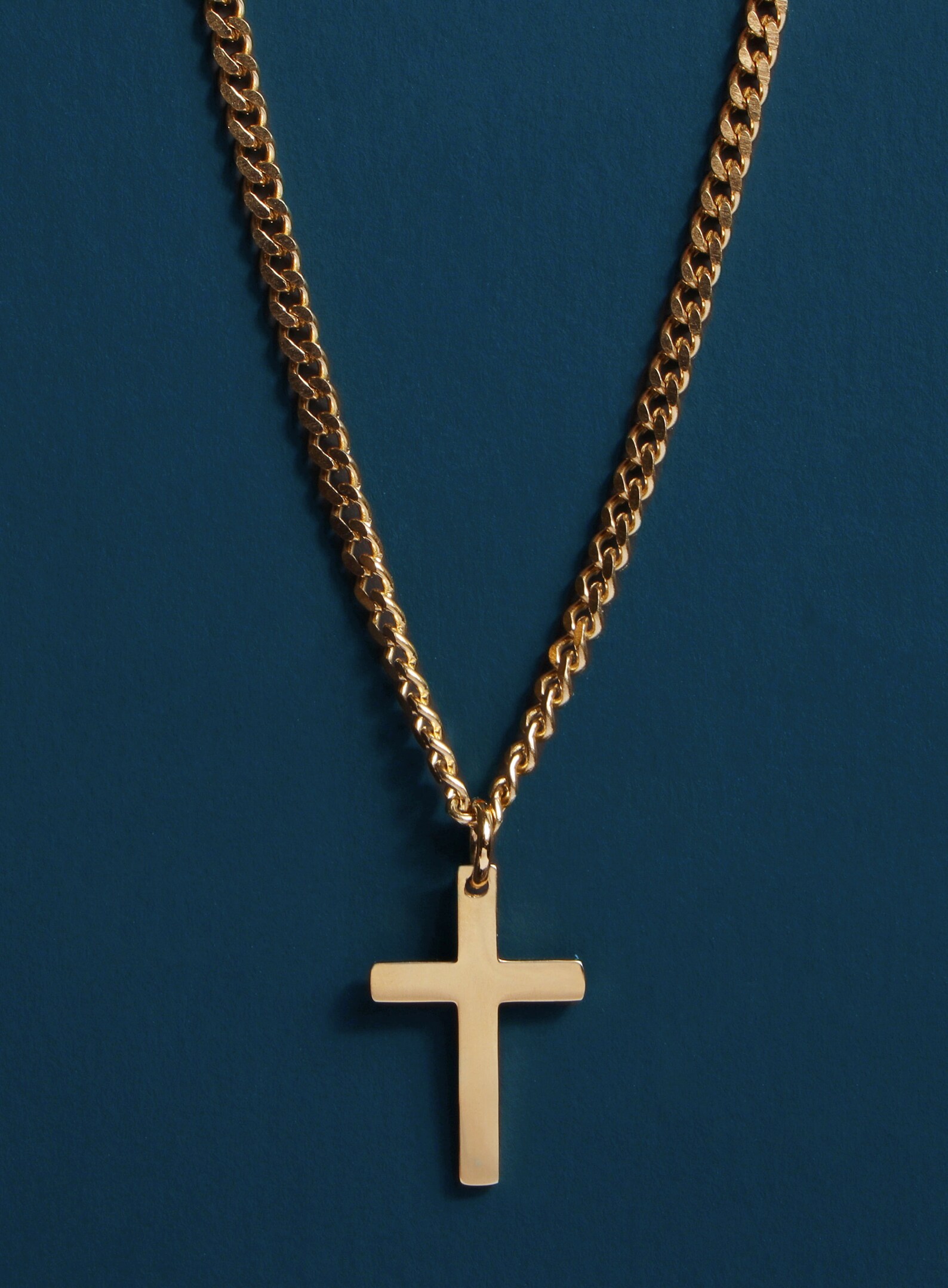 Gold Cross For Men Necklace Curb Chain Necklace for Man Etsy