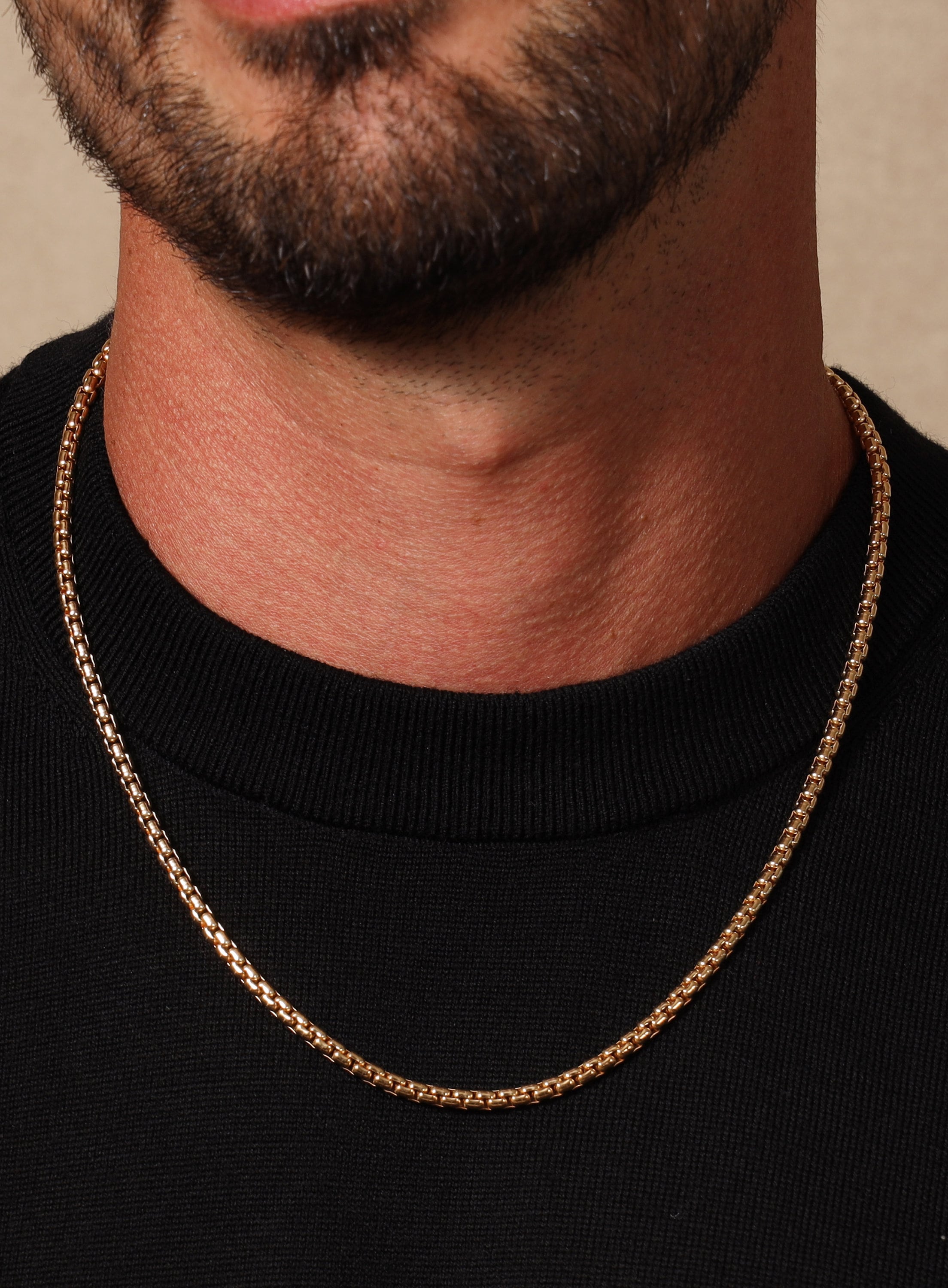 Men's Necklace Chain - 14k Gold Filled Venetian Round Box