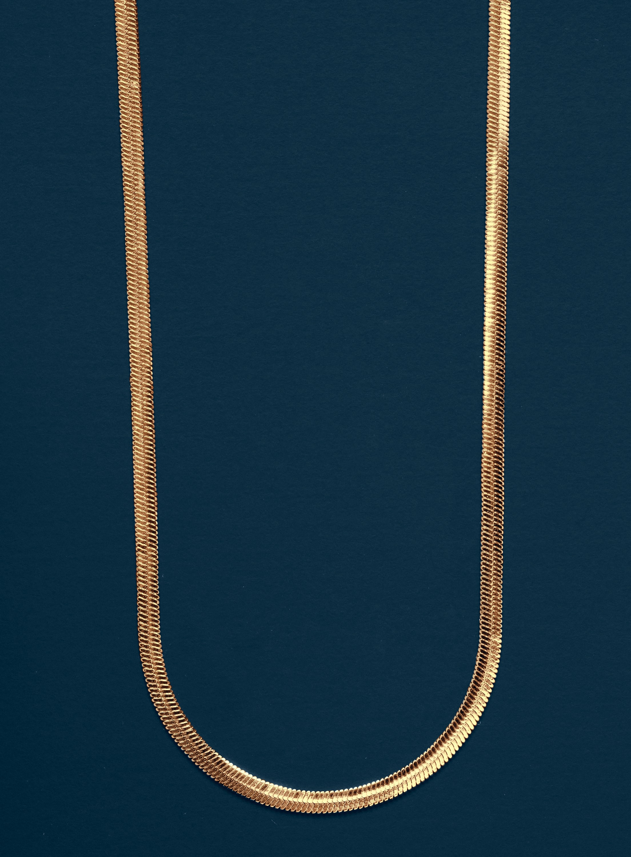 Gold Men's Chain Necklace - 3mm Sleek Herringbone Snake Style
