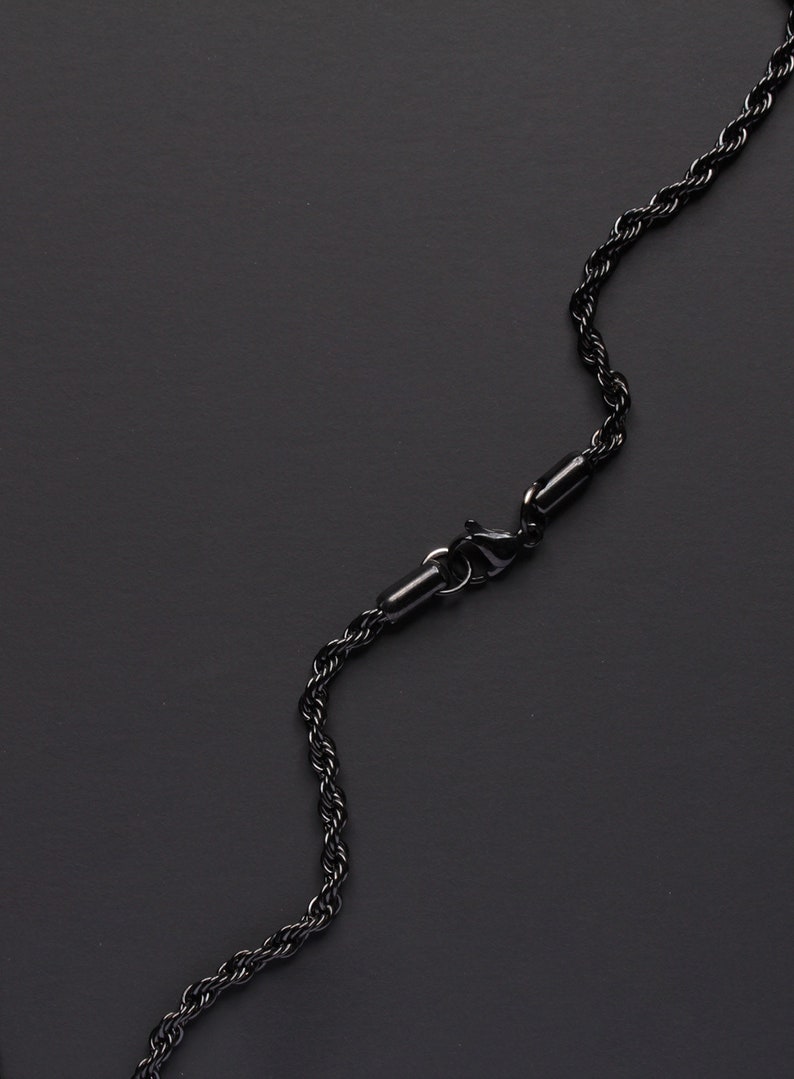 Black Rope chain necklace minimalist black necklace rope chain necklace for men men's jewelry black jewelry black rope necklace image 7