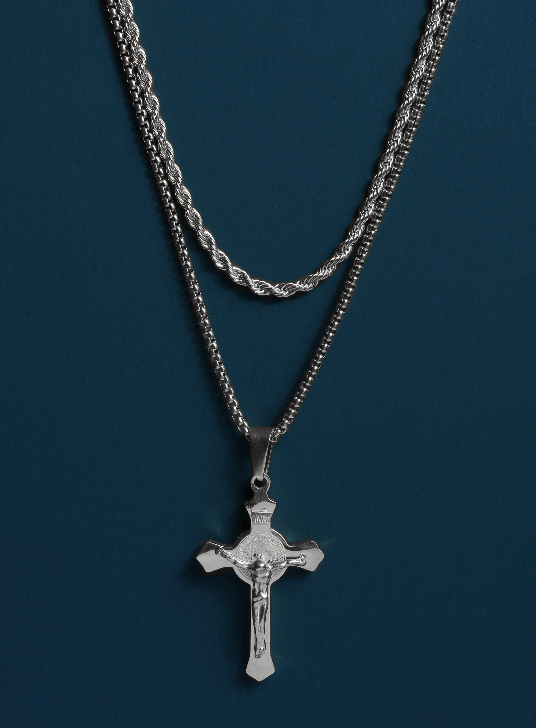 Necklace Set Stainless Steel Crucifix 