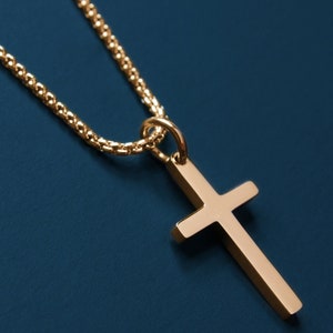 For Him or Her Gold or Silver Cross Necklace Stainless Steel or 14k ...