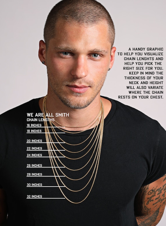 Gold Necklace Length Chart Male Minimalist Jewelry For Men Men's