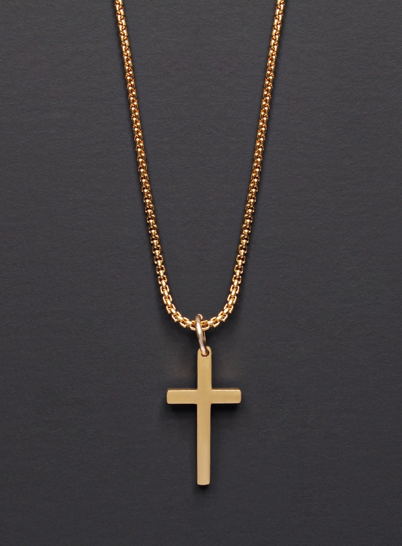 Cross Necklace for men Men's gold cross necklace Men's Jewelry Gold cross pendant necklace for men gold chain necklace stainless. image 2