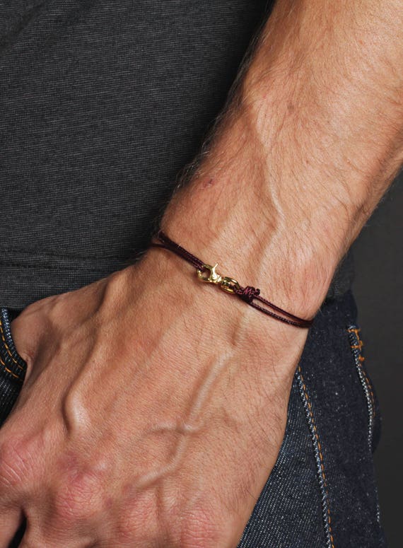 Men's Bracelet Minimalist maroon bracelet for men/Thin Etsy