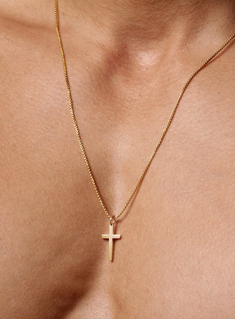 Cross Necklace for men Men's gold cross necklace Men's Jewelry Gold cross pendant necklace for men gold chain necklace stainless. image 5