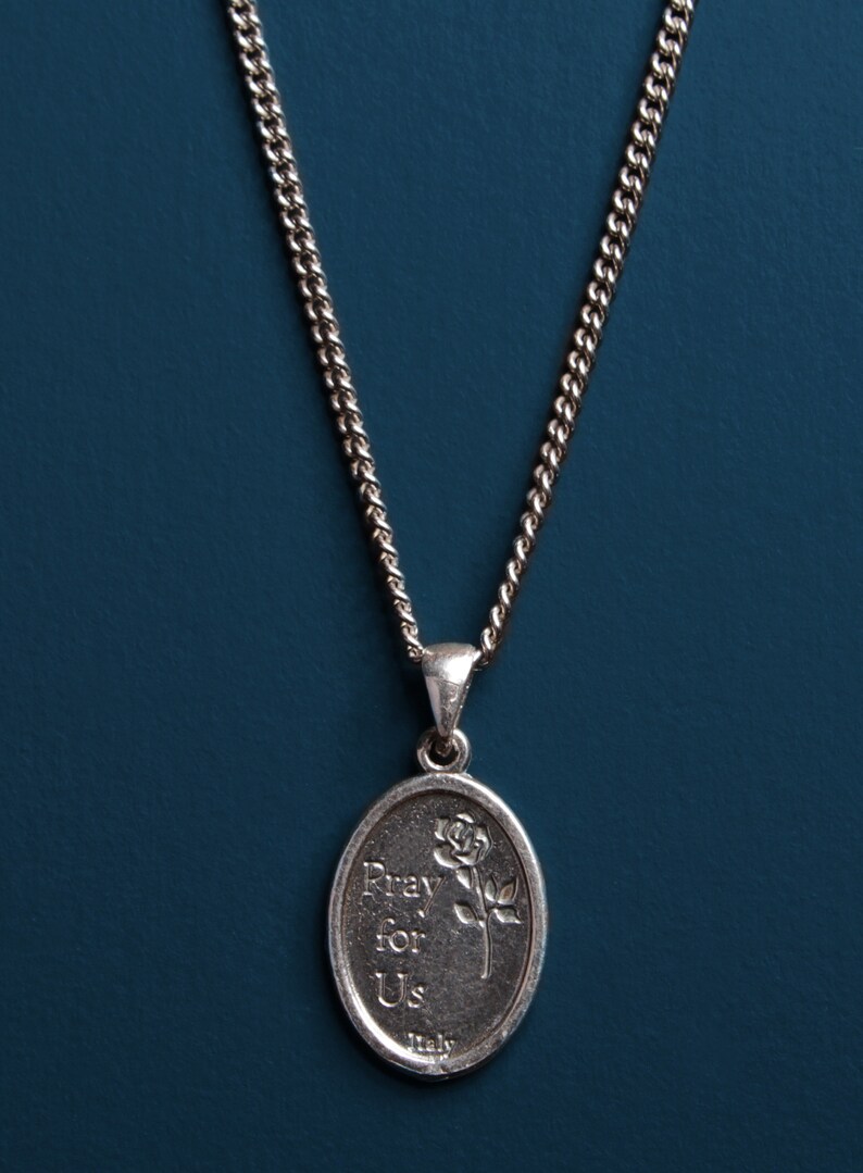 St Therese Sterling Silver Oval Medal Necklace / 925 Sterling Silver ...