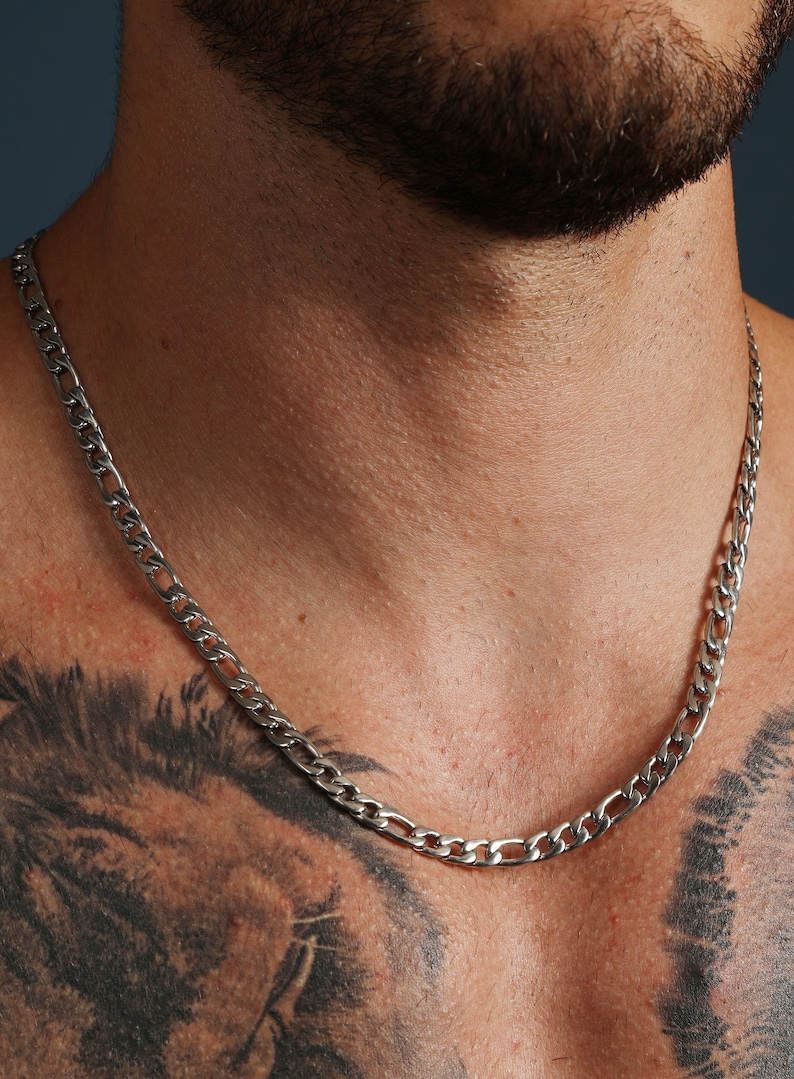 6mm Silver Figaro Chain Necklace for Men / Sleek figaro link Etsy