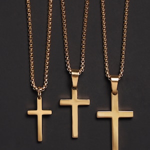 Men's Gold Cross Necklace Different Sizes available, pick from Small, Medium and Large Cross Pendants / Gold Cross for Men / Gift for men image 9