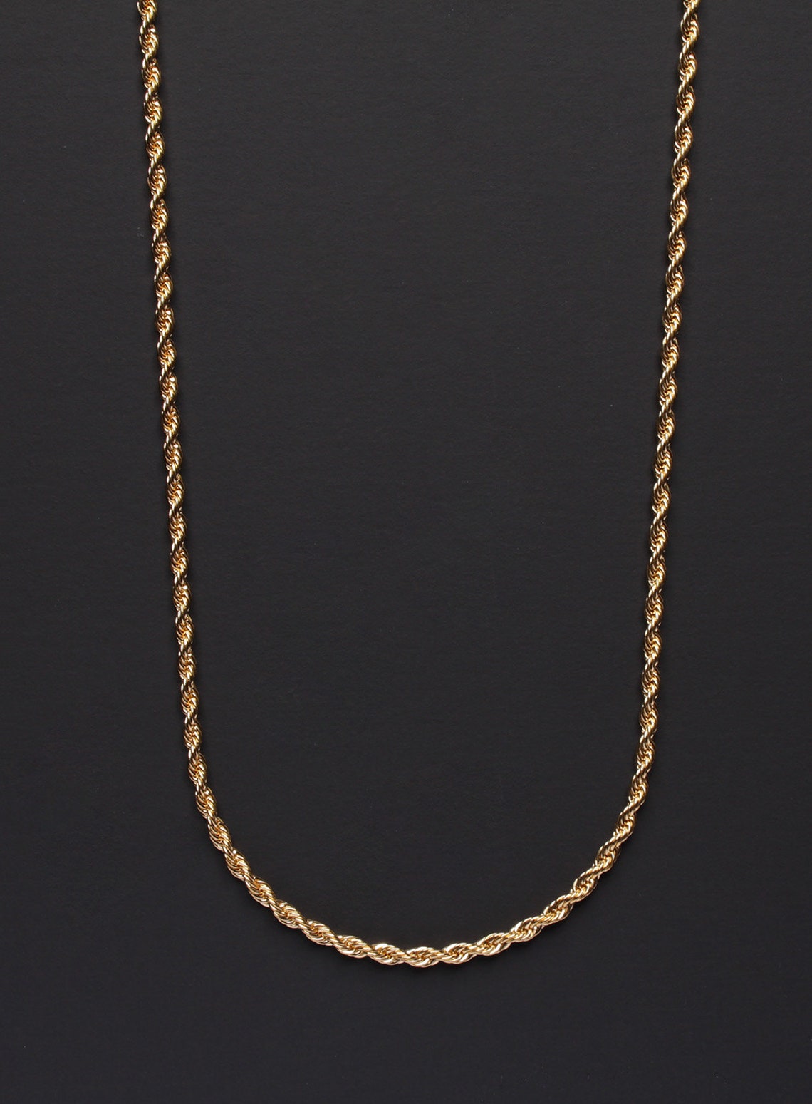Men Rope chain necklace Men's gold plated stainless Etsy