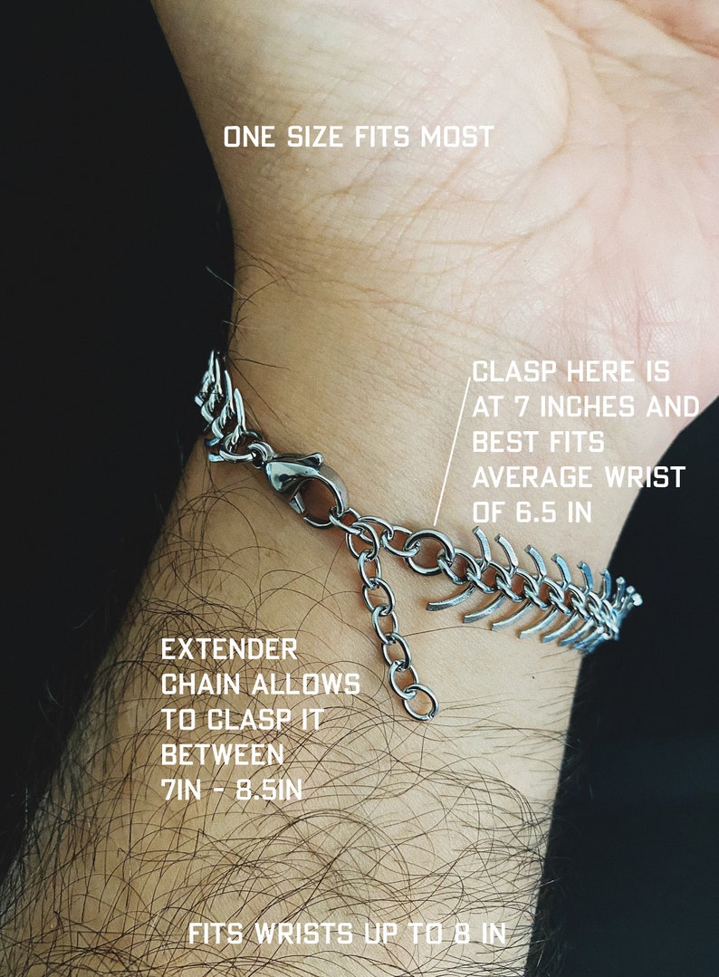 Waterproof Men's Bracelet Spine shaped stainless steel bracelet for men and women Mens Jewelry Adjustable Spine chain bracelet image 8