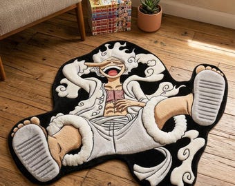 Alfombra con póster inspirado en el anime, alfombra de terciopelo belga suave, decoración con estilo