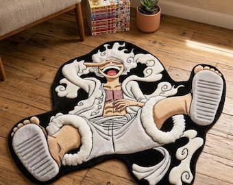 Alfombra con póster inspirado en el anime, alfombra de terciopelo belga suave, decoración con estilo