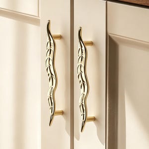 Creative Leaf Cupboard Pull, Gold Four Leaf Clover Knob, Nature Inspired Drawer Handle