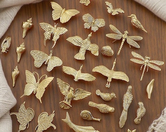 Brass Animal Drawer Knobs: Butterfly, Dragonfly, Shell, Bird