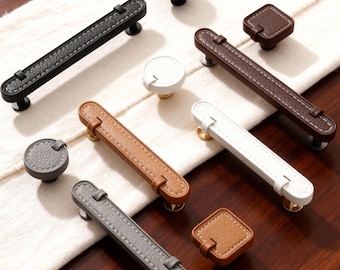 Maniglie in pelle per mobili, pomelli decorativi, pomelli e maniglie per cassettiere