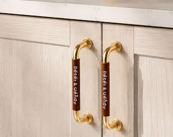 Wardrobe Pulls and Handles, Brass Cabinet Pulls, Leather Dresser Handle Knob