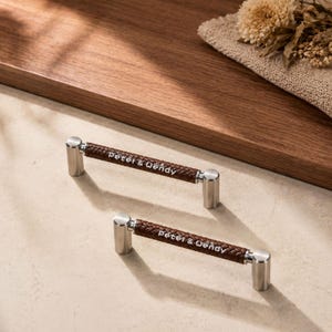 Modern Leather Pull For Cabinet, Silver Drawer Wardrobe Handle