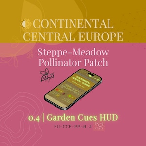 Zona de polinizadores de pradera esteparia para Europa Central Continental - HUD de señales de jardín autóctonas - Uso móvil
