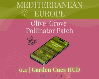 Olive Grove Pollinator Patch for Mediterranean Europe - Native Garden Cues HUD - Mobile Use