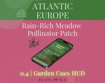 Rain-Rich Meadow Pollinator Patch for Western Europe - Native Garden Cues HUD - Mobile Use