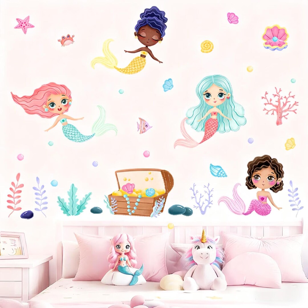 Underwater Mermaid Wall Decals , Girls Room Ocean Decor , Underwater ...