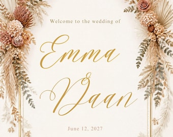 Panneau de mariage bohème chic : Bienvenue au mariage d'Emma Daan