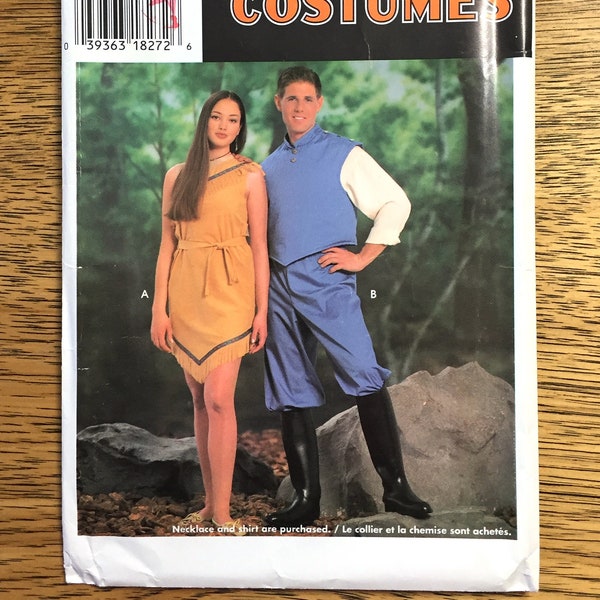 POCOHONTAS Costume & John Smith Colonial Costume - Tallas (XS - XL) - Uncut ff Sewing Pattern Simplicity 0679 / 9729