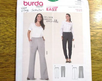 Burda... Burda Ladies Plus Size Easy Sewing Pattern 6859 Elastic Waist Trousers