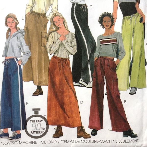 Y2K 90s Loose Fitting Pants & A Line Drawstring Skirt - Size XS (4 - 6) - UNCUT ff Sewing Pattern McCalls 9578