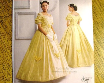 1860s Civil War Museum REPRODUCTION Evening Dress, Victorian Ball Gown - Size (8 - 10 - 12 - 14) - UNCUT ff Sewing Pattern Simplicity 2881