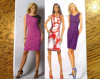 CHIC Asymmetrical Sheath Gown, Avant Garde Dress - Size (6 - 14) - UNCUT ff Sewing Pattern Butterick 5915